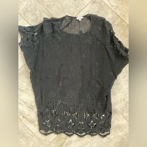 Miguelina Women’s Black Lace Swim Resortwear Cover Up, Top, Sz XS